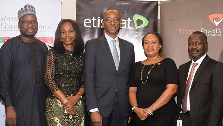 (L-R) , Dr. Hussaini Abdu, country director, PLAN International; Soromidayo George, corporate affairs director, Unilever Nigeria, Ibrahim Dikko, Vice President, Regulatory & Corporate Affairs, Etisalat Nigeria; , Ini Onuk, lead consultant, Thistle Praxis and MD/CEO, Galaxy Backbone, Yusuf Kazaure at the Sustainable Conversations thought leadership series sponsored by Etisalat Nigeria in Abuja recently.